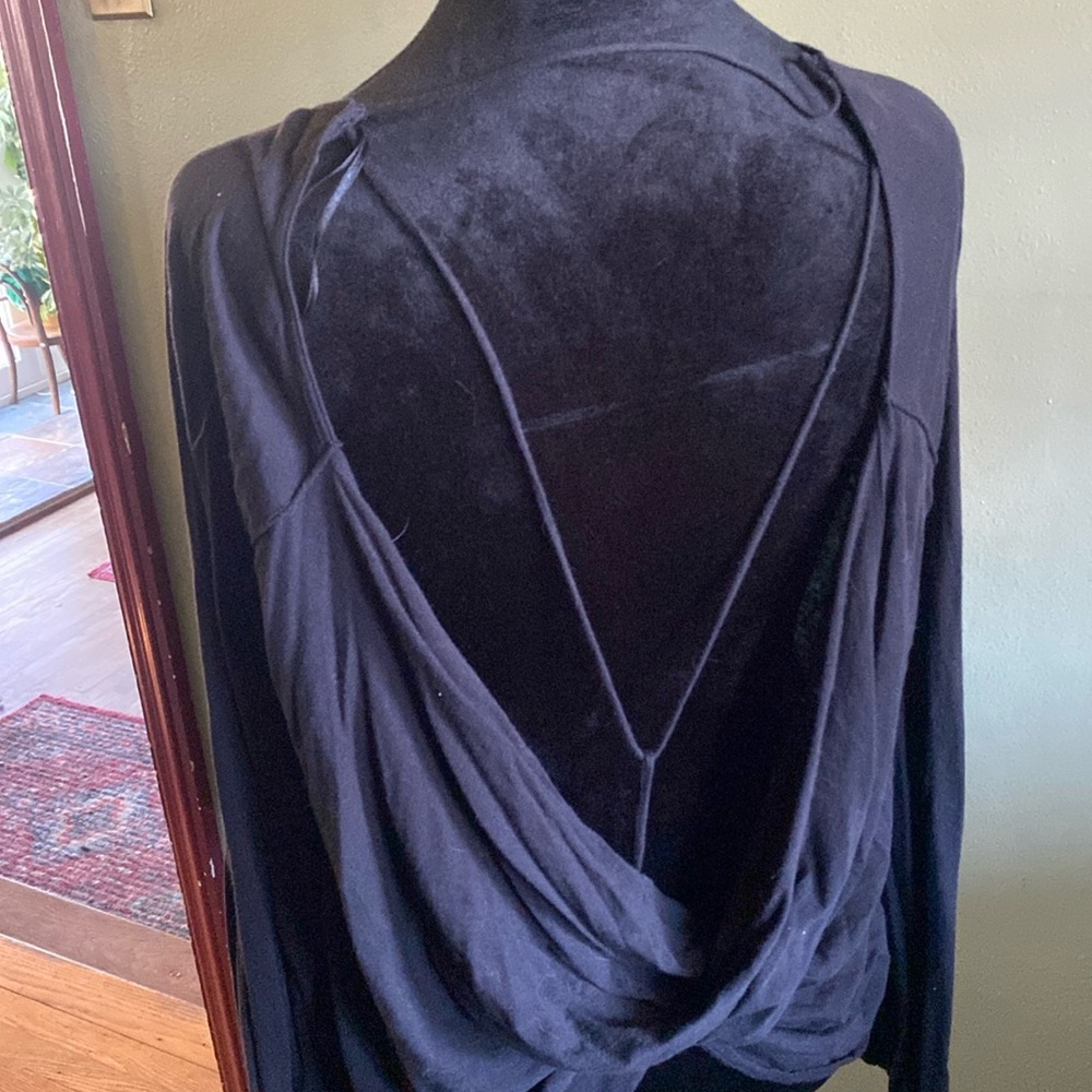 Free people open backed black top, size m